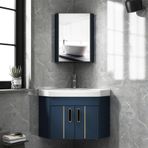 Kompakt Duvara Monte Banyo Lavabosu, Yüzer Vanity Dolabı ile Modern Köşe Mini Evye, Küçük Alanlar Daireler ve Tuvaletler için Gümüş Musluklu Üç Renkli