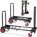 Kompakt Katlanır Ayarlanabilir Ekipman Arabası - Ağır Hizmet Tipi 8'i 1 Arada Dönüştürülebilir El Arabası/Dolly/Platform Arabası R-Trac Tekerlekler - 25 "ila 40" e kadar genişletilebilir - Pyle
