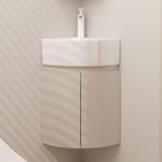 Kompakt Köşe Duvara Monte Banyo Lavabosu - Yerden Tasarruf Sağlayan Saklama Dolabı Alüminyum Malzeme 38 cm/14,9 inç Küçük Banyolar için İdealdir.
