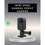 Kompakt Taşınabilir Kamera Profesyonel Video ve Vlog Çekimleri İçin Mini Spor Cihaz - Siyah