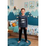 Kompedan Erkek Çocuk Interlok Bisiklet Yaka Pijama Takımı | Füme 301 - 9 Yaş