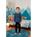 Kompedan Erkek Çocuk Interlok Bisiklet Yaka Pijama Takımı | Indigo 112 - 9 Yaş