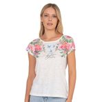 Kompedan Kadın Floral Desenli Yazı Detaylı Bluz | Özkan Ekru 25792