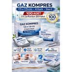 Kompres 7,5X7,5 Cm 4 Katlı Steril 100 Adet Tel Tel Spanç (5’Li Zarflardan 20 Paket)1 Kutu