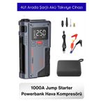#Kompresör 1000A Jump Starter Powerbank Hava Kompresörü 4ü1 Arada Şarjlı Akü Takviye Cihazı 150 PSI