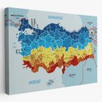 Komşulu İl ve İlçe Detaylı Türkiye Haritası, Harita Dekoratif Kanvas Tablo, Duvar Dekoru 2998
