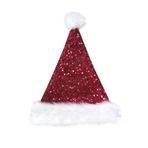 KOMUNJ 1 adet Noel şapkası yetişkin Noel şapkası, Noel şapkası, çocuklar için Noel şapkası, pelüş Noel şapkası, sıcak Noel Baba şapkası (kırmızı flaşlı)
