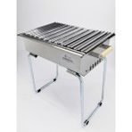 Kömürlü Portatif Mangal – 35×70 cm Pişirme Alanı, 430 Krom Gövde, Ahşap Kulplu, Ergonomik
