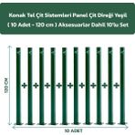 Konak Tel 10 Adet Panel Çit Direği 120 cm Aksesuarlar Dahil Antrasit-Yeşil