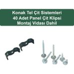 Konak Tel 40 Adet Panel Çit Klipsi - Yeşil