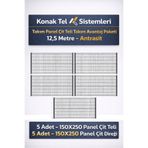 Konak Tel Çit Aksaray 5 Adet Takım Bahçe Panel Çim Çiti 150x250 cm 55X150 mm 4.00 Göz Aralığı + Direk 150 cm Aksesuarları