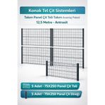 Konak Tel Çit Aksaray 5 Adet Takım Bahçe Panel Çim Çiti Teli 75x250 cm 55X150 mm 4.00 Göz Aralığı 5 Adet Direk 75 cm