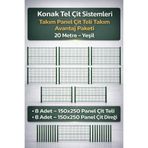 Konak Tel Çit Aksaray 8 Adet Takım Bahçe Panel Çim Çiti 150x250 cm 55X150 mm 4.00 Göz Aralığı + 8 Direk 150 cm Aksesuarlar