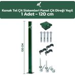KONAK TEL ÇİT SİSTEMLERİ 1 ADET PANEL ÇİT DİREĞİ 120 CM AKSESUARLAR DAHİL - Yeşil