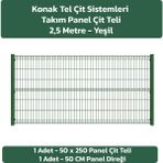 KONAK TEL ÇİT SİSTEMLERİ 1 ADET PANEL TAKIM (1 ADET PANEL ÇİT TELİ 50X250 CM + 1 ADET PANEL ÇİT DİREĞİ 50 CM) - Yeşil