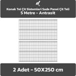 Konak Tel Çit Sistemleri 2 Adet Panel Çit Teli 50 x 250 cm 4 mm Tel Kalınlığı 55 x 150 mm Göz Aralığı - Antrasit