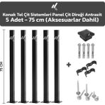 Konak Tel Çit Sistemleri 5 Adet Panel Çit Direği 75 cm Aksesuarlar Dahil - Antrasit