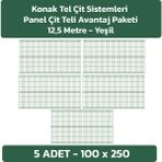 Konak Tel Çit Sistemleri 5 Adet Panel Çit Teli 100 x 250 cm 4 mm Tel Kalınlığı 55 x 150 mm Göz Aralığı - Yeşil