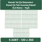 Konak Tel Çit Sistemleri 5 Adet Panel Çit Teli 120 x 250 cm 4 mm Tel Kalınlığı 55 x 150 mm Göz Aralığı - Yeşil