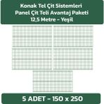 Konak Tel Çit Sistemleri 5 Adet Panel Çit Teli 150 x 250 cm 4 mm Tel Kalınlığı 55 x 150 mm Göz Aralığı - Yeşil