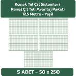 Konak Tel Çit Sistemleri 5 Adet Panel Çit Teli 50 x 250 cm 4 mm Tel Kalınlığı 55 x 150 mm Göz Aralığı - Yeşil