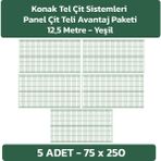 Konak Tel Çit Sistemleri 5 Adet Panel Çit Teli 75 x 250 cm 4 mm Tel Kalınlığı 55 x 150 mm Göz Aralığı - Yeşil