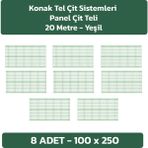 Konak Tel Çit Sistemleri 8 Adet Panel Çit Teli 100 X 250 CM Avantaj Paket - Yeşil