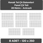 KONAK TEL ÇİT SİSTEMLERİ 8 ADET PANEL ÇİT TELİ 120 X 250 CM - Antrasit