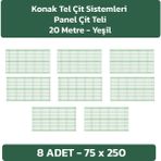 Konak Tel Çit Sistemleri 8 Adet Panel Çit Teli 75x250 Cm Yeşil
