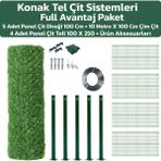 Konak Tel Çit Sistemleri Avantaj Seti Panel Çit+Çim Çit+Direk ve Aksesuarlar 100 cm