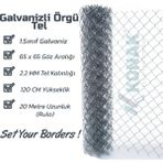 Konak Tel Çit Sistemleri Galvanizli Örgü Tel 120 cm x 20 M 2.2 mm 60 x 60 Göz - Gri