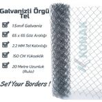 Konak Tel Çit Sistemleri Galvanizli Örgü Tel 150 cm x 20 M 2.2 mm 60 x 60 Göz - Gri