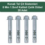 KONAK TEL ÇİT SİSTEMLERİ PANEL ÇİT DİREĞİ ÇELİK DÜBEL 20 ADET - 8 mm