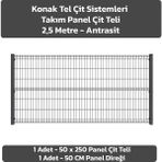 KONAK TEL ÇİT SİSTEMLERİ PANEL ÇİT TAKIM (1 ADET PANEL ÇİT TELİ 50X250 CM + 1 ADET PANEL ÇİT DİREĞİ 50 CM) - Antrasit