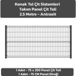 KONAK TEL ÇİT SİSTEMLERİ PANEL ÇİT TAKIM (1 ADET PANEL ÇİT TELİ 75X250 CM + 1 ADET PANEL ÇİT DİREĞİ 75 CM) - Antrasit