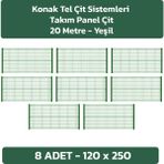 KONAK TEL ÇİT SİSTEMLERİ PANEL ÇİT TAKIM AVANTAJ PAKET YEŞİL (8 ADET PANEL ÇİT TELİ 120X250 CM + 8 ADET PANEL ÇİT DİREĞİ 120 CM) - 120 x 250 cm