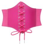 KONBACK Kadın Korse Kemeri Bağcıklı Cinch Kemer Bağlı Korse Elastik Bel Kemeri, Korse Cinch Kemer Bağcıklı Elastik Cadılar Bayramı Elbiseleri için, D-kırmızı, Fits Waist 23"-26"