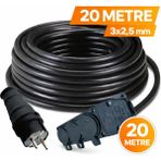 Kondel Aydınlatma 20 Metre Siyah Seyyar Uzatma Kablosu Cca 3x2,5 mm Topraklı – Fişli 3’lü Priz Kauçuk