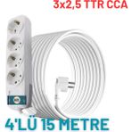 Kondel Aydınlatma 4'lü 15 Metre Uzatma Kablosu Topraklı 3x2,5 Ttr Cca - Beyaz
