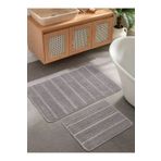 Konfor Halı Doğal Kaymaz Taban Banyo Paspas Set Yumuşak Dokulu Su Emici Yıkanabilir Yeni Çizgili Set 50x80-50x40