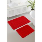 Konfor Halı Doğal Kaymaz Taban Banyo Paspas Seti Uzun Ömürlü Yumuşak Dokulu Su Emici Yıkanabilir Çerçeve Set 50X80-50X40 - Krem