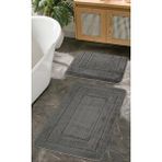 Konfor Halı Doğal Kaymaz Taban Banyo Paspas Seti Uzun Ömürlü Yumuşak Dokulu Su Emici Yıkanabilir Çerçeve Set 50x80-50x40