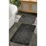 Konfor Halı Doğal Kaymaz Taban Banyo Paspas Seti Uzun Ömürlü Yumuşak Dokulu Su Emici Yıkanabilir Çizgili Set 50x80-50x40 Çok Renkli