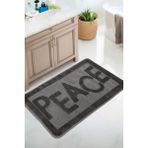 Konfor Halı Doğal Kaymaz Taban Banyo Paspas Uzun Ömürlü Yumuşak Dokulu Su Emici Yıkanabilir Yazılı Paspas Peace 60X100 - Antrasit