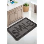 Konfor Halı Doğal Kaymaz Taban Banyo Paspas Uzun Ömürlü Yumuşak Dokulu Su Emici Yıkanabilir Yazılı Paspas Smile 60X100 - Antrasit