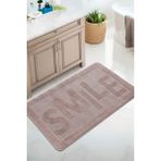 Konfor Halı Doğal Kaymaz Taban Banyo Paspas Uzun Ömürlü Yumuşak Dokulu Su Emici Yıkanabilir Yazılı Paspas Smile 60X100 - Vizon