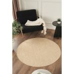 Konfor Halı Sisalux 3083 Bej Yuvarlak Sisal Dokuma Jüt Kilim Hav Toz Vermez Mutfak Oturma Odası Halısı - 160 x 160 cm