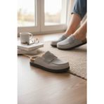 Konfores 2235 İç Dış Hakiki Süet Deri Tam Ortopedik Üst Kalite Ev,Ofis,Misafir,Damat ve Gelin Çeyizlik Terlik - NKT02235-gri-39