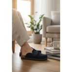 Konfores 2235 İç Dış Hakiki Süet Deri Tam Ortopedik Üst Kalite Ev,Ofis,Misafir,Damat ve Gelin Çeyizlik Terlik - NKT02235-lacivert-39