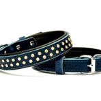 Konforlu Deri Kristal Taşlı Köpek Boyun Tasması 2 x 28-34 cm Mavi